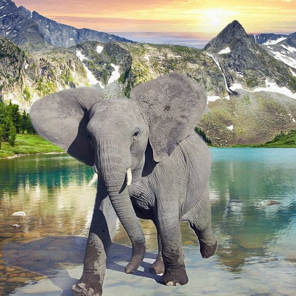 20x30 Elephant Majestic Landscape Watercolor Oil‎ Painting Wall Art Poster - Picture 2 of 5